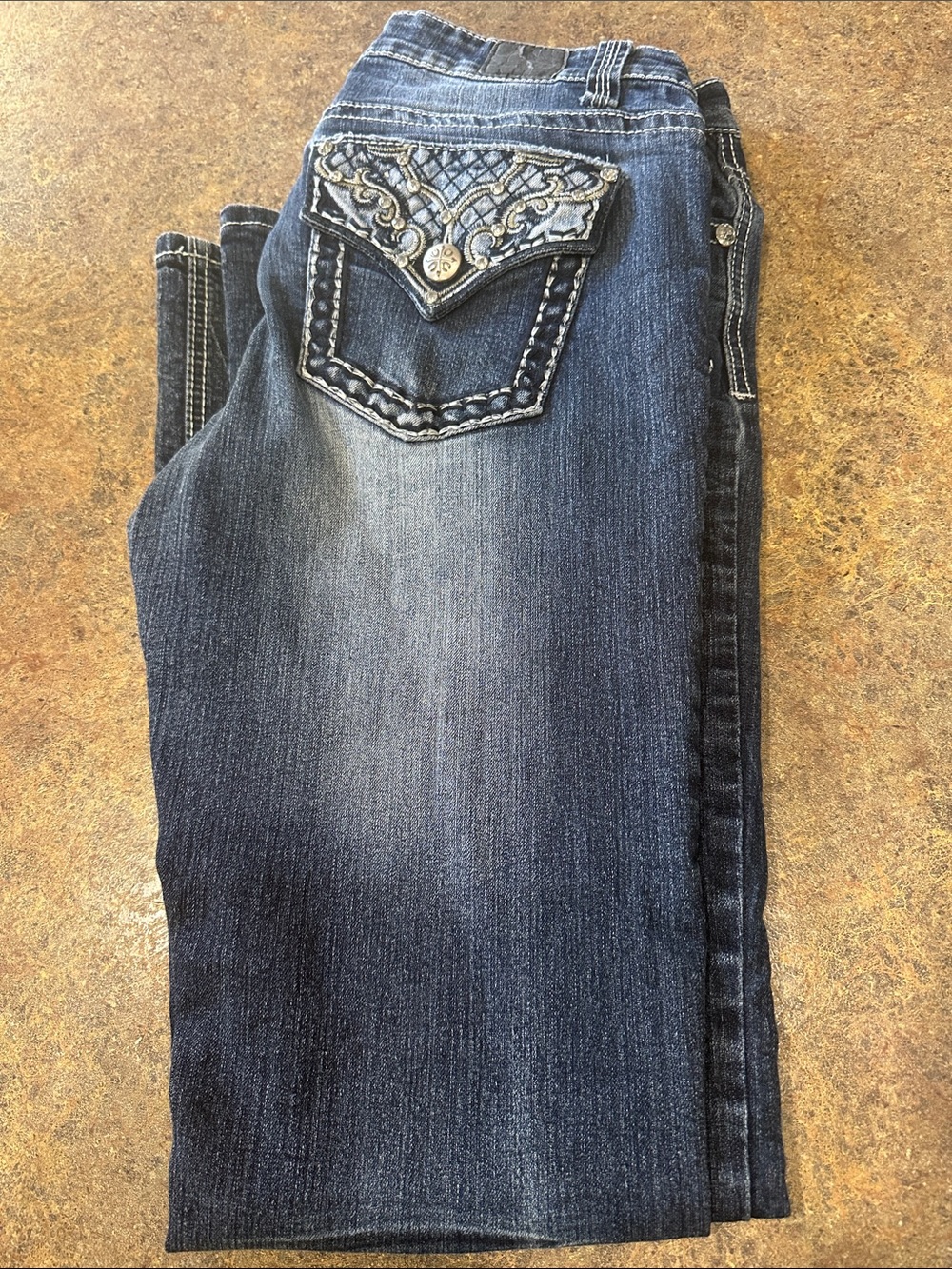 Love Nation Women's Dark Blue Boot Cut Jeans with Embroidered Pocket